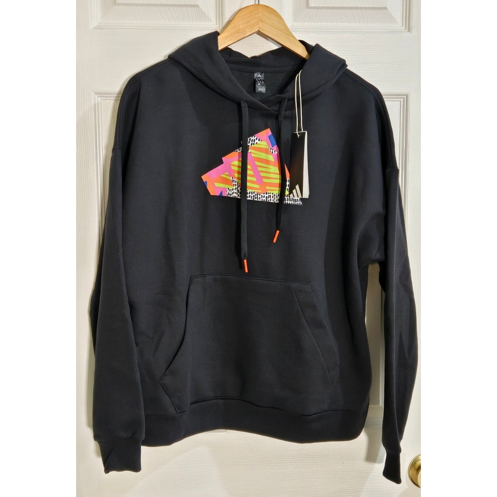Adidas Womens W Abstract HD Hoodie Black Fleece Sweatshirt KC4348 Size M
